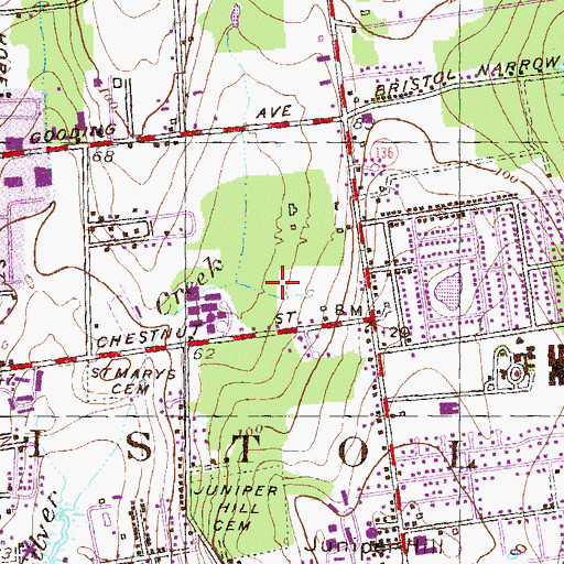 Topographic Map of Freedom Road Baptist Church, RI
