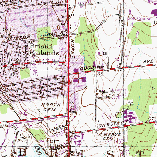 Topographic Map of Hope Street Shopping Center, RI