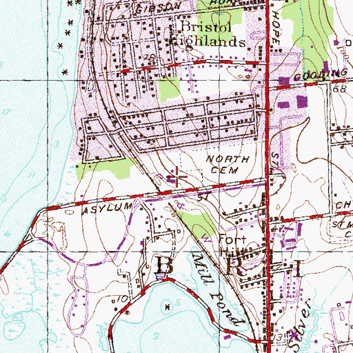 Topographic Map of Hugh Cole School, RI