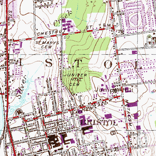 Topographic Map of Juniper Hill Cemetery, RI