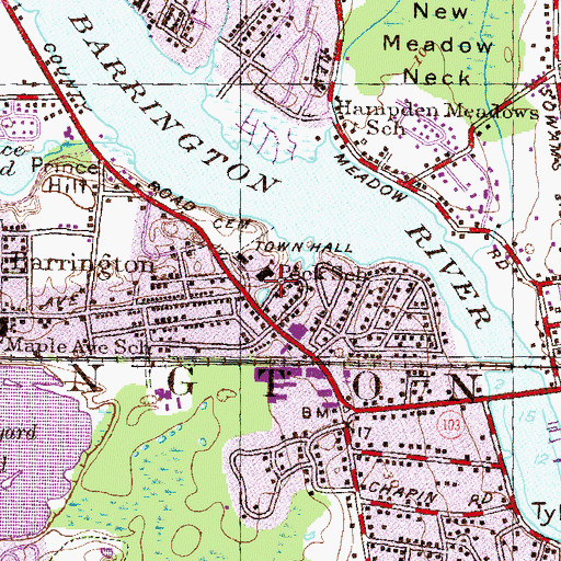 Topographic Map of Leander Peck Memorial School, RI