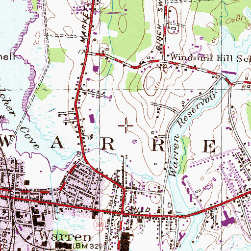 Topographic Map of Maxfields Corner, RI