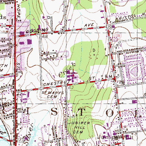 Topographic Map of Mount Hope High School, RI