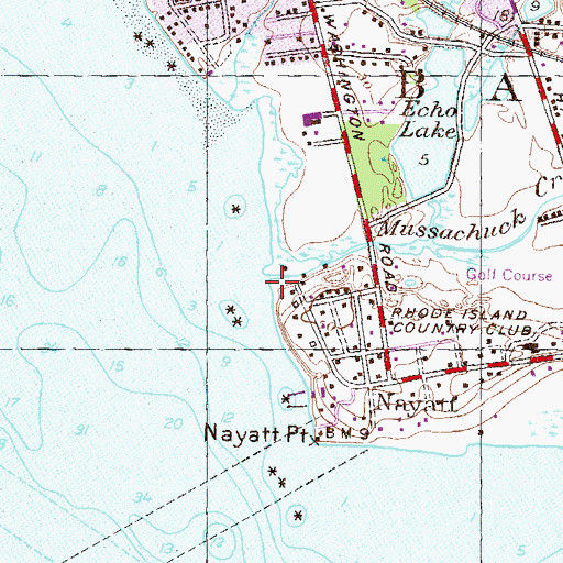 Topographic Map of Nayatt Landing, RI