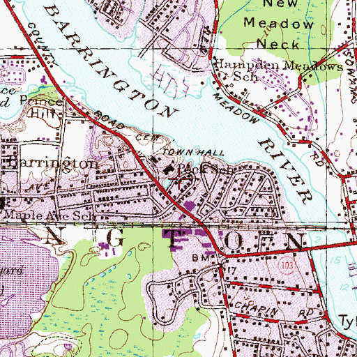 Topographic Map of Peck Center Playground, RI
