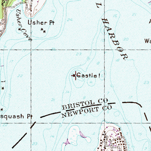 Topographic Map of Prudence Island Ferry, RI