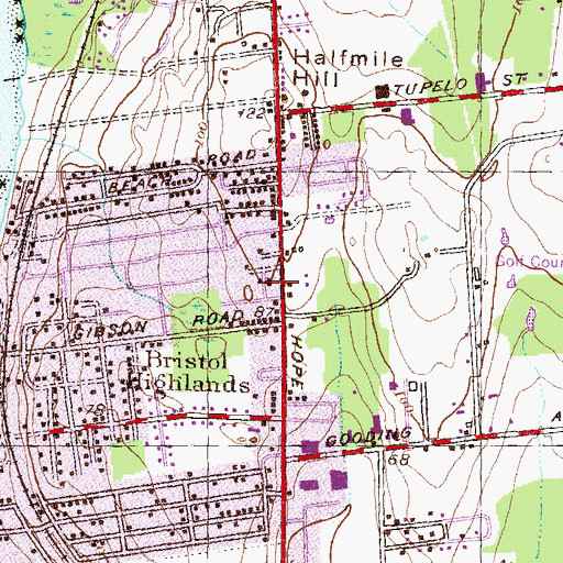 Topographic Map of Rockwell School, RI