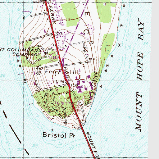 Topographic Map of Roger Williams University Library, RI