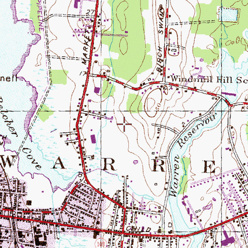 Topographic Map of Saint Johns Episcopal Church, RI