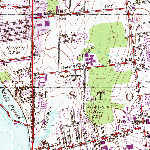 Topographic Map of Saint Mary's Cemetery, RI