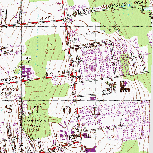 Topographic Map of Saint Thomas the Apostle Roman Catholic Church, RI