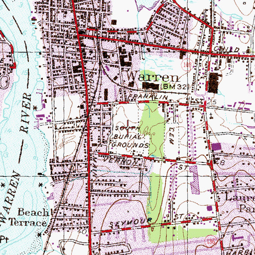 Topographic Map of South Burial Ground, RI