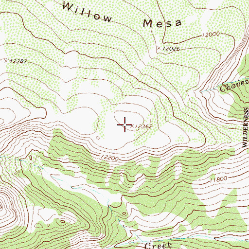 Topographic Map of Willow Mesa, CO