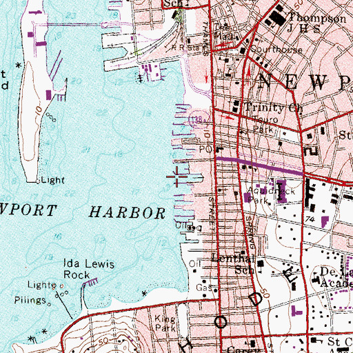 Topographic Map of Ann Street Pier, RI