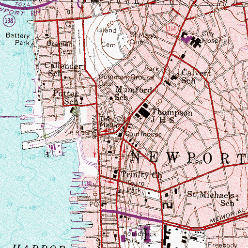 Topographic Map of Army and Naval YMCA, RI