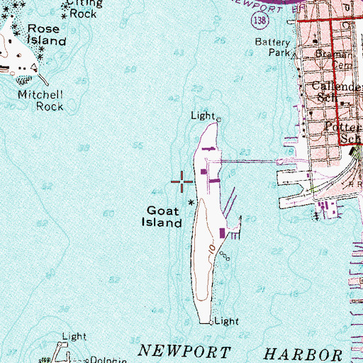Topographic Map of Artillery Company of Newport Military Museum, RI