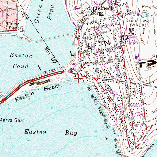 Topographic Map of Atlantic Beach, RI