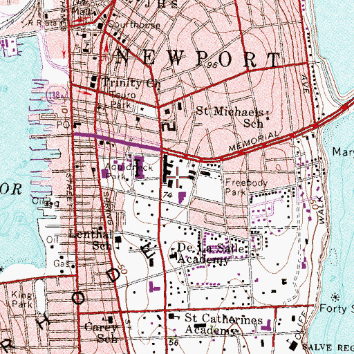 Topographic Map of Bellevue Shopping Center, RI