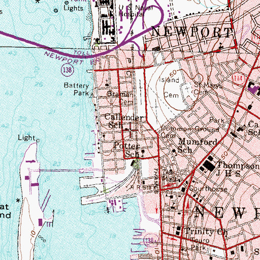 Topographic Map of Callender School, RI