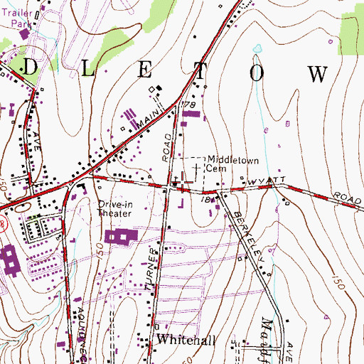 Topographic Map of Calvary United Methodist Church, RI