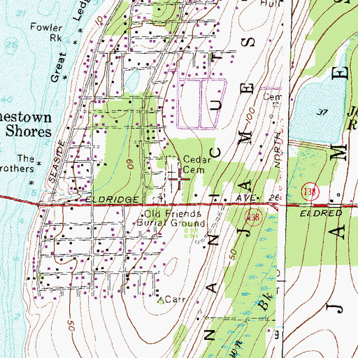 Topographic Map of Cedar Cemetery, RI