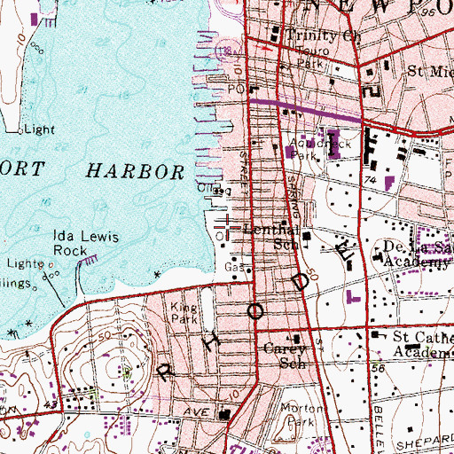 Topographic Map of Coddington Wharf, RI