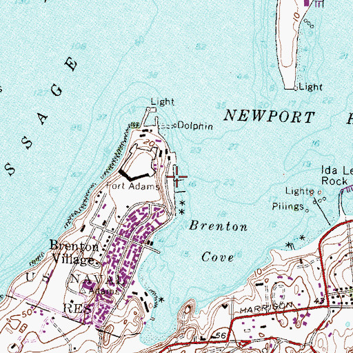 Topographic Map of Fort Adams State Park, RI