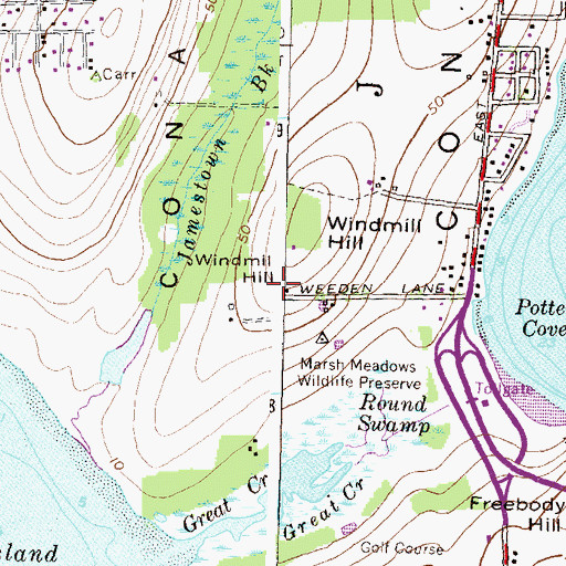 Topographic Map of Friends Meetinghouse, RI