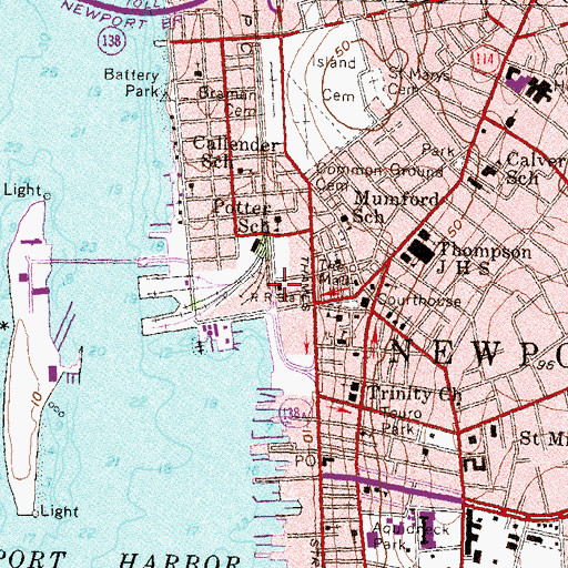 Topographic Map of Gateway Visitors Center, RI