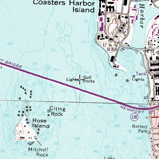 Topographic Map of Gull Rocks Light (historical), RI