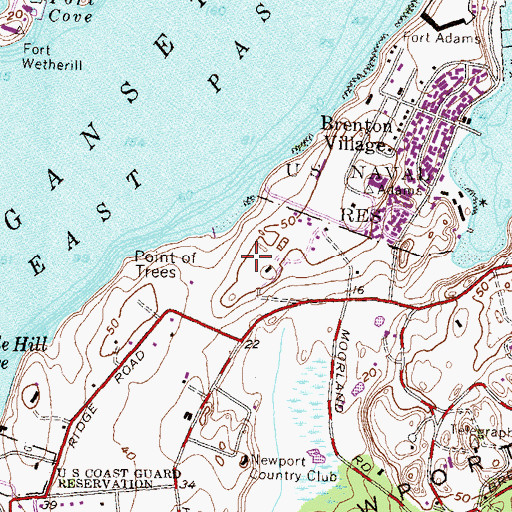 Topographic Map of Hammersmith Farm, RI