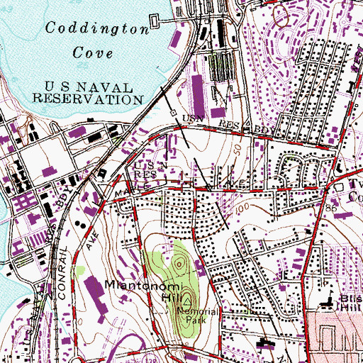 Topographic Map of Hillside Baptist Church, RI