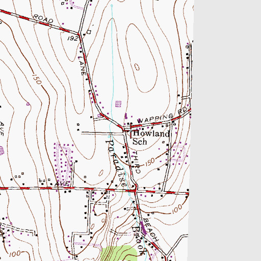 Topographic Map of Howland School, RI