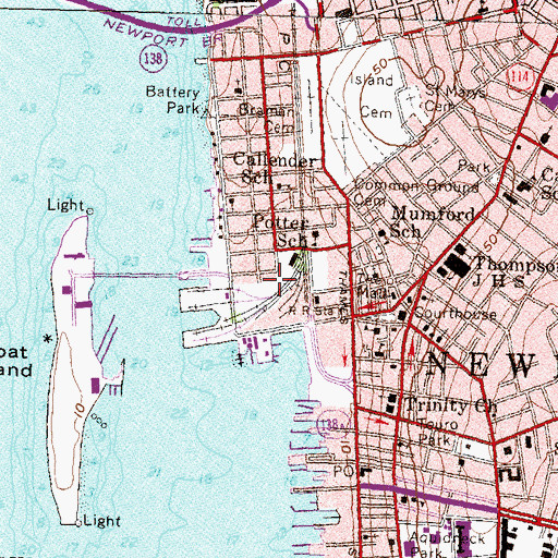Topographic Map of Hunter Playfield, RI