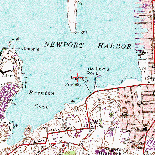 Topographic Map of Ida Lewis Rock Light (historical), RI