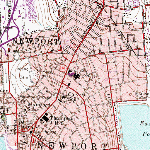 Topographic Map of Ina Mosher Health Sciences Library, RI