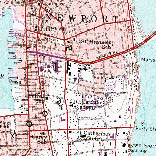 Topographic Map of International Tennis Hall of Fame Library, RI