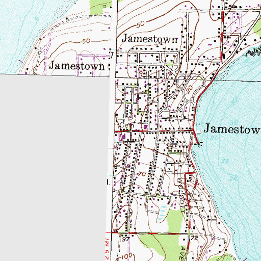 Topographic Map of Jamestown Town Hall, RI