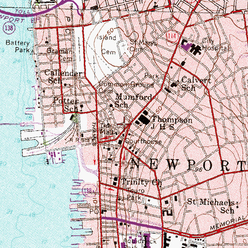 Topographic Map of Keys Memorial Church of God, RI