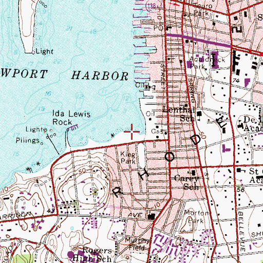 Topographic Map of King Park Beach, RI