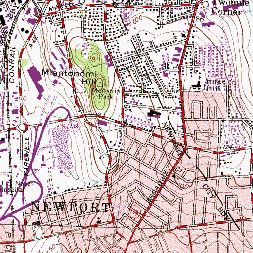 Topographic Map of Kingdom Hall of Jehovahs Witnesses, RI