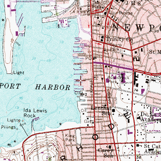 Topographic Map of Lees Wharf, RI