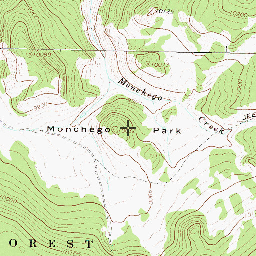Topographic Map of Monchego Park, CO