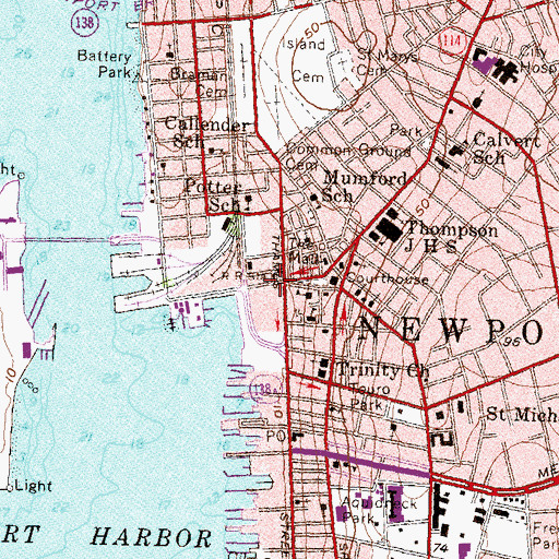 Topographic Map of Long Wharf Mall Shopping Center, RI