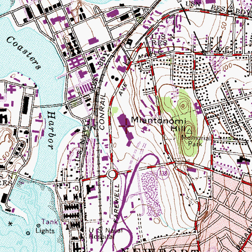Topographic Map of Mall at Newport, RI