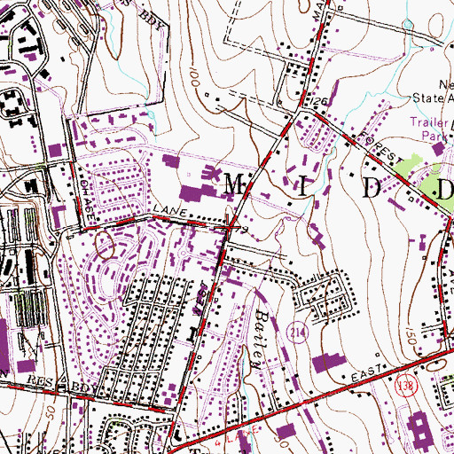 Topographic Map of Middletown Public Library, RI