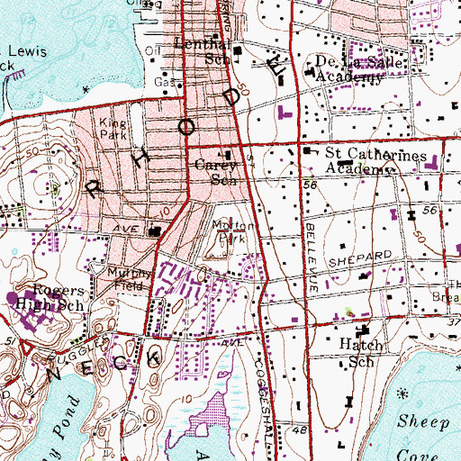 Topographic Map of Morton Park, RI