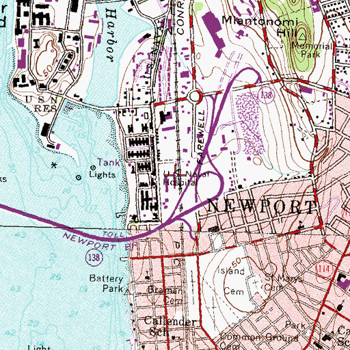Topographic Map of Naval Hospital Medical Library, RI