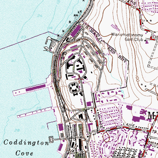 Topographic Map of Newport Airport (historical), RI