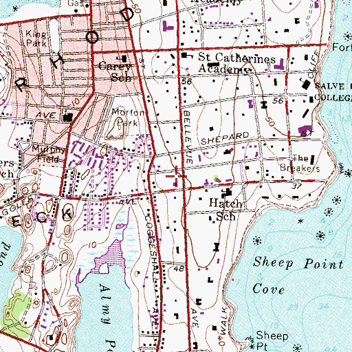 Topographic Map of Newport Art Museum, RI